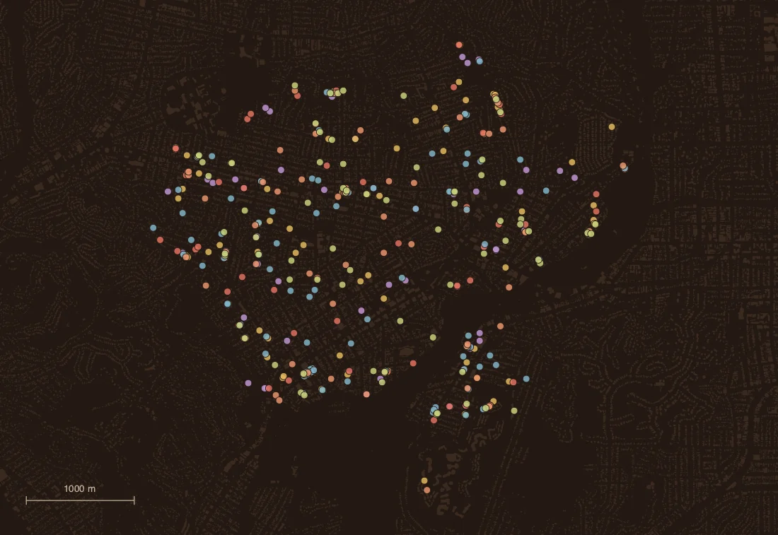 Map of permit locations in 90042 by category